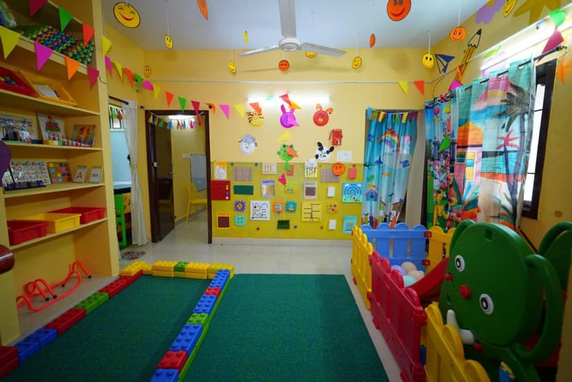 Well-stocked learning room with Lego blocks and educational materials at Golden Bridge School